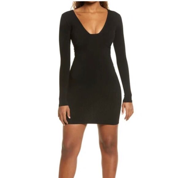 NAKED Wardrobe Bustier Long Sleeve Ribbed Body-Con Dress Sml Onyx 
Retail $58 - Picture 1 of 11